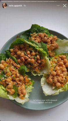 lettuce wraps with chickpeas and carrots on them are ready to be eaten