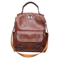 Color: Brown Winter Style Women, Designer Travel Bags, Women Backpack Travel, Light Backpack, Student Bag, Women Leather Backpack, Waterproof Bags, Men Vintage, Vintage Women