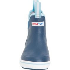 a pair of blue shoes with the word atatuf written on the front and side