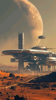 an image of some sci - fi structures in the desert