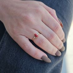 💎Introducing our stunning Coral and Diamond Engagement Ring! Crafted in 14K gold with a vibrant red gemstone, this oval gemstone coral ring is perfect for women seeking elegance and sophistication. Whether it's a bridesmaid gift or an anniversary present, this ring will make a lasting impression. Shop now and embrace its timeless beauty. 💎We can make our product on the list in the colored stones you want. Feel free to send us a message so we can check. 💎 F E A T U R E S ▸ Made to Order ▸ Cust Coral Stone Ring Design For Women, Red Coral Ring Design Women, Oval Lab-created Ruby Birthstone Ring With Center Stone, Red Ruby Oval Cabochon Ring In 14k Gold, Red Oval Birthstone Ring With Prong Setting, Oval Cabochon Red Ruby Ring In 14k Gold, Red Diamond Oval Cabochon Ring, Oval Lab-created Ruby Promise Ring, Oval Ruby Ring For Proposal