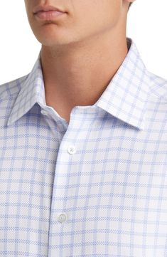 A small, pale check neatly patterns a dress shirt tailored from soft cotton that polishes a casual look and relaxes any formal outfit. Spread collar Rounded, adjustable button cuffs 100% cotton Machine wash, line dry Imported Check Dress Shirt, White Sky, Check Dress, Tailored Shirts, Formal Outfit, Fit Check, Dress Shirt, Casual Looks, Size 16