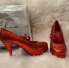 4in Heels Double Strap Glitter Mary Jane Size 9 New In Box Ruby Red Heels, Ruby Red Slippers, Ellie Shoes, Red Heels, Ruby Red, Mary Janes, Shoes Women Heels, Ruby, Shoes Heels