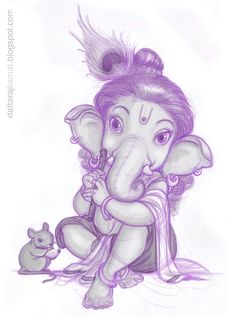 a drawing of an elephant sitting next to a small cat on the ground with its trunk wrapped around it's head