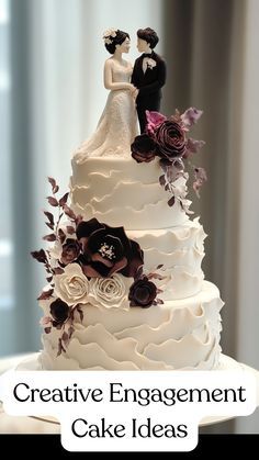 a wedding cake with the words creative engagement cake ideas