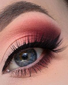 Mat Eyeshadow Make Up, Natural Red Eye Makeup, Red Makeup Looks Eye Shadow, Eyeshadow That Goes With Red Dress, Red Eyeshadow Smokey Eye, Makeup Looks With Red Eyeshadow, Makeup Ideas With Red Eyeshadow, Red Wedding Makeup Eyes, Red Riding Hood Eye Makeup