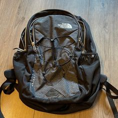 Used A Few Times Like New Silver Detailing The North Face Black Travel Backpack, Black The North Face Bag With Adjustable Strap, The North Face School Bags With Adjustable Strap, The North Face Travel Bags With Adjustable Straps, The North Face Black Hiking Bag, North Face Bag, Black North Face, Jelly Shoes, North Face Backpack