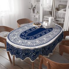 PRICES MAY VARY. Romantic French tablecloth: The classic navyblue tablecloth with elegant blue boho elements makes your dining table full of retro romance and can make people feel relaxed. It is very suitable for home decoration and is an indispensable item on the dining table. High Quality Material: This blue boho tablecloth made of 100% high-quality polyester.French country tablecloth is soft and durable, giving you a comfortable feeling at any time.The water resistance of this spring summer o Dark Blue Farmhouse, Oval Tablecloths, French Country Tablecloths, French Tablecloth, Rustic Tablecloth, Farmhouse Tablecloth, Oval Tables, Boho Tablecloth, Retro Romance