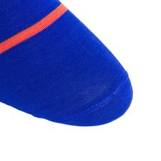 Clematis Blue with Orange Stripe Statement Socks, Tiger Lily, Cheap Fashion, Fashion Socks, Cotton Socks, Clematis, Mid Calf, North Carolina, Philosophy