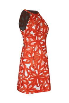 Get ready to make a statement at your next summer event or date night with this playful Trina Turk dress! Its sleeveless, A-line design hits at the perfect knee length, keeping it classy and sophisticated. With the eye-catching orange and white swirl print, it's the go-to for any summer event! Size 4 Shell 95% Polyester, 5% Spandex Lining 94% Polyester, 6% Spandex Banded high neck halter neckline A-line fit Knee-length Invisible back zipper closure Bust 31" Waist 28.25" Shoulder to hem 36" High Neck Halter, Trina Turk Dresses, Colorful Aesthetic, Keep It Classy, Summer Events, Trina Turk, Halter Neckline, Signature Print, American Design