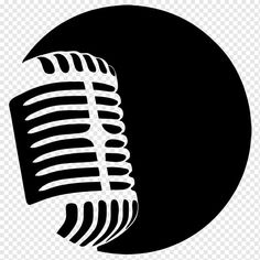 a black and white image of a microphone in a circle with the word radio on it