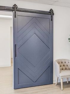 Walston Door Company Painted Door Painted Hollow Diamond Door Fun Doors, Double Barn Doors Sliding, Wide Barn Door, Barn Door Ideas, Barnwood Doors, Barn Door Pantry, Chevron Door, Furniture Barn, Door Makeover Diy