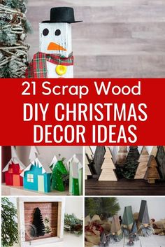 image collage of DIY scrap wood Christmas decor projects Woodworking Projects For Christmas, 2 X 2 Wood Projects, Christmas Crafts Made From Wood, Christmas Wood Decor Ideas Diy, Diy Wood Projects For Christmas, Diy Wooden Xmas Decorations, Scrap Wood Christmas Decor, Diy Wood Xmas Decor, Christmas Crafts Out Of Wood