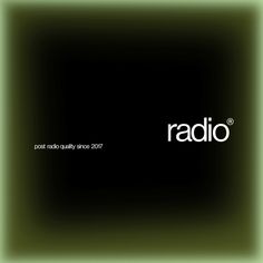 the radio logo is shown in black and green colors, as well as white letters