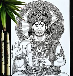 Hanumanji Mandala Art, Hanuman Mandala Art, Hanumanji Sketch, Hanumanji Drawing, Work In Silence, Easy Mandala Drawing, Pencil Sketch Images, Mandala Art Therapy, Simple Mandala