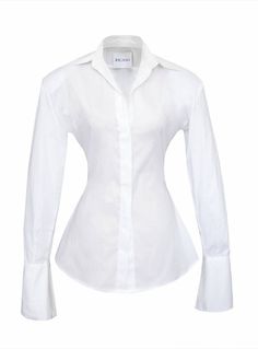 White fitted poplin shirt with padded shoulder.90% Poplin Cotton, 10% PolyesterRef. RG-65W9T2218WH Washing instructions |Hand Wash Made in Egypt Clothing White Background, White Office Outfit, White Shirt Png, Office Shirts For Women, White Shirt Aesthetic, Poplin Shirt Outfit, White Fitted Shirt, White Shirt Women, Fitted White Shirt