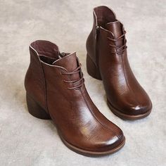 Casual Platform Boots With Leather Sole For Fall, Fall Ankle Martin Boots With Rubber Sole, Casual Brown Heeled Boots With Round Toe, Brown Heeled Boots With Rubber Sole For Fall, Brown Ankle Heeled Boots With Rubber Sole, Brown Ankle-high Martin Boots, Fall Ankle Heeled Boots With Rubber Sole, Casual Brown High Ankle Heeled Boots, Casual Leather Heeled Boots