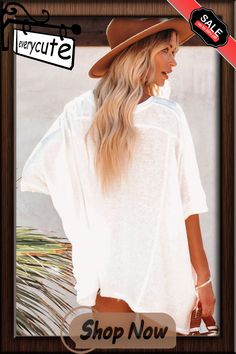 White Batwing Sleeve Tunic Oversized T Shirt Cotton Batwing Sleeve T-shirt For Summer, Oversized Batwing Sleeve Summer Cover-up, Casual T-shirt With Batwing Sleeve And Relaxed Fit, White Oversized Long Sleeve Tunic, Oversized Batwing Sleeve Cotton T-shirt, Batwing Sleeve, Bat Wings, Oversized Tshirt, Shop Now