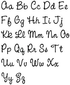 the upper and lower case of a handwritten font in black ink on a white background