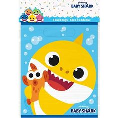 a baby shark and its mother are in the water with sprinkles on it