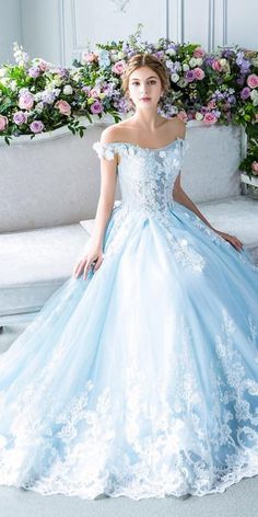 Pastel Blue Wedding, Blue And White Wedding, Fairy Tale Wedding Dress, 파티 드레스, White Wedding Dress