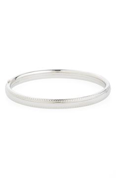 Mignonette Bead Edge Silver Bangle (Infant) | Nordstrom Classic Adjustable Hoop Bracelets, Adjustable Formal Bangle With Shiny Finish, Formal Sterling Silver Stackable Bracelets, Adjustable Shiny Finish Bangle For Formal Occasions, Formal Adjustable Sterling Silver Stackable Bracelet, Formal Adjustable Stackable Sterling Silver Bracelet, Adjustable Shiny Bangle For Formal Occasions, Timeless Adjustable White Gold Bangle, Formal Adjustable Stackable Bangle