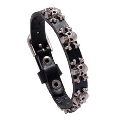 PRICES MAY VARY. 💖Material:💖This product is made of high-quality pu leather and alloy. 💖Bracelet Size:💖Leather length:240MM(9.45"),width:10MM(0.39"). 💖Bracelet Closure:💖Cuff bracelet is designed with adjustable belt buckle closure. 💖Product Design:💖This bracelet can also be used as a symbol of punk rock style. It is suitable for wearing at concerts, parties and other fashionable occasions. 💖Ideal Gift :💖This bracelet is a perfect gift for women,men,friend,lover and so on.Can be used in Women Skeleton, Design Bracelet, Leather Cuff Bracelet, Bracelet Mens, Punk Rock Fashion, Stylish Bracelet, Cool Gifts For Women, Leather Cuffs Bracelet, Hand Chain