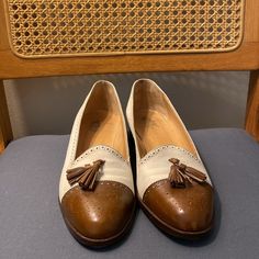 Questions? Comment Below! White Round Toe Tassel Loafers For Galas, White Tassel Loafers With Round Toe For Galas, White Tassel Loafers For Galas With Round Toe, White Tassel Loafers For Galas, White Classic Tassel Loafers For Galas, Classic White Wingtip Tassel Loafers, Vintage Leather Tassel Loafers With Leather Sole, Vintage Brown Tassel Loafers With Round Toe, Brown Vintage Tassel Loafers With Round Toe