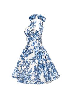 Marvelous blue hydrangea mini dress on straps, Garden of Eden ➤➤ Milla Dresses - USA, Worldwide delivery Hydrangea Pattern, Milla Dresses, Short Flared Skirt, Bow Straps, Dress Weights, Flared Mini Skirt, Rush Dresses, Silver Belt, Corset Bodice