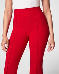 This smoothing pant comes in our premium ponte fabric with targeted compression built in, powered by SPANX CoreSure Tech™. With comfortable 4-way stretch, these curve-hugging flares provide the PerfectFit, every time. All you have to do is simply pull them on. No zippers, no buttons, and no pockets (so no bulk!) at the hips—all for the ultimate smoothing effect. | Spanx Women's SPANXsmooth PerfectFit Ponte Flare Pant Formal Work Attire, Professional Dress For Women, Outfits Formal, Professional Dress, Flare Pant, Perfect Pant, Professional Dresses, Dress Clothes, Work Wardrobe