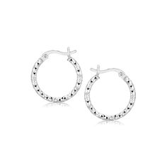 LOVCIA Premium Elegant Rhodium-Plated Sterling Silver Faceted Hoop Earrings Faceted Design, Snap Lock, Doll Jewelry, Healing Jewelry, Fine Jewellery Earrings, 925 Sterling Silver Earrings, Sterling Earrings, Rhodium Plated, Sterling Silver Earrings