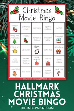 the christmas movie bingo game is shown with text