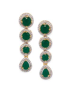 This jewellery set consists of a necklace and a pair of earringsGold-toned and green gold-plated necklace, has emerald stone and white crystal stone detail, secured with a hook closureA pair of matching drop earrings, secured with a post-and-back closure. Size & Fit Size :Necklace length: 11.2 cmEarrings length: 4.6 cm Material & Care BrassWipe with a clean dry cloth Dispatch within 7 days Anarkali Lehenga, Wedding Jumpsuit, Ready To Wear Saree, Stone Studs, Jewellery Set, Emerald Stone, White Crystal, Dress Jewelry, Crystal Stone