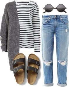 Boyfriend Jeans Outfit, Birkenstock Outfit, Mode Inspo, 가을 패션, Looks Style, Outfit Casual, Street Styles