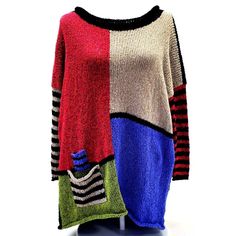 Designer One Size Color Block Hand Knit Sweater Woven W/Pockets Woven Boutique! Beautiful Warm Cozy One Size Pullover Sweater. Hand Knit Color Block And Stripes. Fashionable Pockets. Sweater Is New And Never Been Worn. Measurements Taken While Garment Was Lying Flat: Women's Size Os Shoulder To Shoulder: 23 Inches Arm Pit To Arm Pit: 25 Inches Sleeve Length: 16 Inches Overall Length: 30 Inches Notes: San Francisco High End Boutique Closeout. Items Are Brand New! Never Worn. Clean With No Damage, Multicolor Tops With Pockets For Fall, Oversized Blue Sweater With Pockets, Knit Tops With Pockets For Layering, Blue Long Sleeve Sweater With Pockets, Winter Sweater With Patch Pockets, Winter Sweater With Patch Pockets Long Sleeve, Long Sleeve Winter Sweater With Patch Pockets, Winter Long Sleeve Sweater With Patch Pockets, Blue Crew Neck Sweater With Pockets