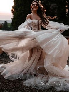 a-line-off-the-shoulder-rustic-wedding-dresses-lace-bridal-gowns-mhl2806|Selinadress Rustic Wedding Dresses Lace, Rustic Wedding Dress Lace, Jeweled Wedding Dress, Wedding Gown Backless, Princess Wedding Gown, Fairy Wedding Dress, Rustic Wedding Dresses, Backless Wedding, Wedding Dress Fabrics