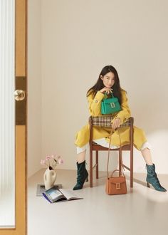 Bag Fashion Photography, Shin Min Ah Fashion, Tomorrow With You, Colorful Photoshoot, Korean Bag, Arang And The Magistrate, Oh My Venus, Shin Min Ah