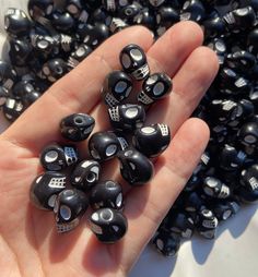 Size: 13x10x12mm Hole: 2mm Acrylic  Black color Disclaimation: you may receive beads that are broken, no hole, or miscounted~don't panic, we almost ALWAYS include free extra beads to ensure satisfaction as long as package weight allows. Please contact us first if you have any problems or issues with your order and we'll be more than happy to help.  Shipping address: Please be sure to use correct and full address when you place order. Rave Jewelry, Halloween Craft, Black Skull, Beaded Skull, Black Skulls, Jewelry Bracelet, Beading Supplies, Halloween Gift, Bead Crafts