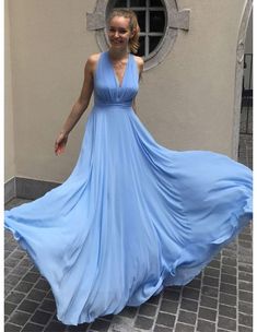 Shop simple chiffon long halter long blue formal dress for wedding online. Sheprom custom high quality formal, party, casual & more style dresses to fit your special occasions. Blue Chiffon V-neck Bridesmaid Dress, Elegant Light Blue Bridesmaid Dress For Wedding, Blue Chiffon Bridesmaid Dress For Formal Occasions, Formal Blue Chiffon Bridesmaid Dress, Elegant Light Blue Bridesmaid Dress For Formal Occasions, Blue V-neck Chiffon Prom Dress, Blue Chiffon V-neck Dress For Prom, Blue Bridesmaid Dress With Sweep Train For Prom, Light Blue Fitted Chiffon Dress For Wedding