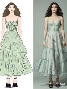 Dress Drawing Reference, Rtw Dress, Dress Pattern Sewing, Vintage Dress Pattern, Chinese Fancy Dress, Modest Feminine, Short Long Dresses, Dreamy Gowns, Indian Bride Outfits