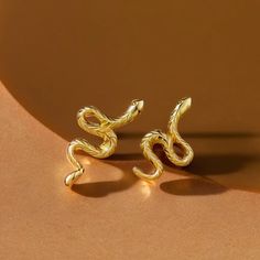 Gold Snake, Stud Earring, Screw, Yellow Gold, Stud Earrings, Collage, Yellow, Gold, Pins