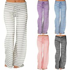 Womens Casual Striped Wide Leg Pants Ladies Elasticed Waist Loungewear Trousers Description: Condition: 100% Brand New and High Quality! Color: Pink, Purple, Gray, Blue, Black (Optional) Size: S, M, L, XL, 2XL, 3XL, 4XL, 5XL (Follow the size chart to select please) Material: Polyester,Spandex Length: Full Length Waist: High Waist Season: Spring, Summer, Autumn, Fall, Winter Pattern Type: Striped Printed, Wide Leg, Drawstring Package Content: 1 x Pants (Other Accessories are not included) Tips: 1. Please compare the detail sizes with yours before you buy!!! 2. Colors may be slightly different depending on computer and monitor settings. 3. Please allow 1-3cm differs due to manual measurement, thanks. (All measurement in cm and please note 1cm=0.39inch, 1inch=2.54cm) Payment Delivery details Yoga Plus Size, Long Pajama Pants, Wide Leg Yoga Pants, Striped Wide Leg Pants, Printed Wide Leg Pants, 2000s Fashion Outfits, Casual Stripes, Mode Inspo, Looks Style