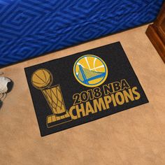 the golden state warriors are celebrating their championship win with this door mat that says,