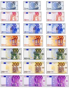 ten hundred and twenty euros bills are arranged in rows on a white background stock photo