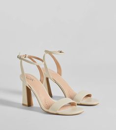 These perfect basic faux leather heels offer a pop of style for any outfit! They feature an almond toe, flared style block heel, a wrap-around adjustable ankle strap, and a luxe fit cushioned insole with breathability for ultimate comfort. Complete the look with a clutch purse.Fit & Features3.5" Block heelAlmond toeWrap-around adjustable ankle strap. buckle closureLuxe fit breathable cushioned insoleFaux leather materialRuns true to size Orange Homecoming Dresses, Homecoming Shoes, Purple Homecoming Dress, Green Homecoming Dresses, White Homecoming Dresses, Lace Dress Styles, Homecoming Outfits, Red Homecoming Dresses, Blue Homecoming Dresses