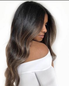 Half Hair Balayage, Ash Brown Money Piece On Dark Hair, Brown With Dimension, Balayage Hair Brunettes, Sunkissed Brunette Balayage, Half Head Balayage, Wedding Hair Colors, Black Hair Balayage, Brunette Balayage