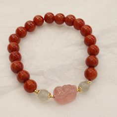 Style: Original Design Material: South Red Color: 8mm Natural South Red Strawberry Quartz Pi Xiu Bracelet Fashion Element: Color Matching, Three-Dimensional Decoration Red 8mm Beads Healing Jewelry, Red 8mm Beads Jewelry For Healing, Red Bracelets With 8mm Beads For Meditation, Red Meditation Bracelets With 8mm Beads, Red Beaded Bracelets For Meditation 8mm, Red 8mm Beads Jewelry For Meditation, Red Spiritual Beaded Bracelets With Natural Stones, Red Spiritual Crystal Bracelet With Natural Stones, Red Beaded Bracelets With Natural Stones For Meditation