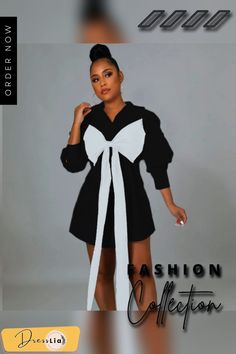 Sweet Bow Lace-up Long Sleeve Shirt Dress Dress Shirt Sleeves, Long Sleeve Shirt Dress, 1 Million, Women's Fashion Dresses, Shirt Sleeves, T Shirt Dress, Long Sleeve Shirt, Sleeve Shirt, Fashion Dresses