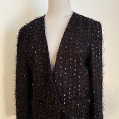 New With Tags, Loft Black Dressy Jacket With Sequins. Size 14. Open Front. 100% Polyester. Retail $108. Beautiful Jacket. Please Contact Me With Any Questions. Fall Evening Single-breasted Outerwear, Fall Evening Single-breasted Blazer, Single Breasted Long Sleeve Party Outerwear, Spring Evening Single-breasted Outerwear, Single Breasted Outerwear For Winter Night Out, Evening Black Single Breasted Blazer, Tailored Winter Party Outerwear, Black Long Sleeve Blazer For Party, Chic Tailored Outerwear For Party