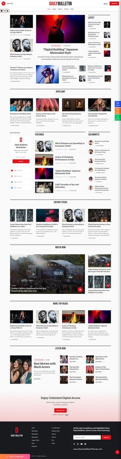 Daily Bulletin - Magazine & Newspaper WordPress Theme Newsletter Design Layout, Web Design Inspiration Layout